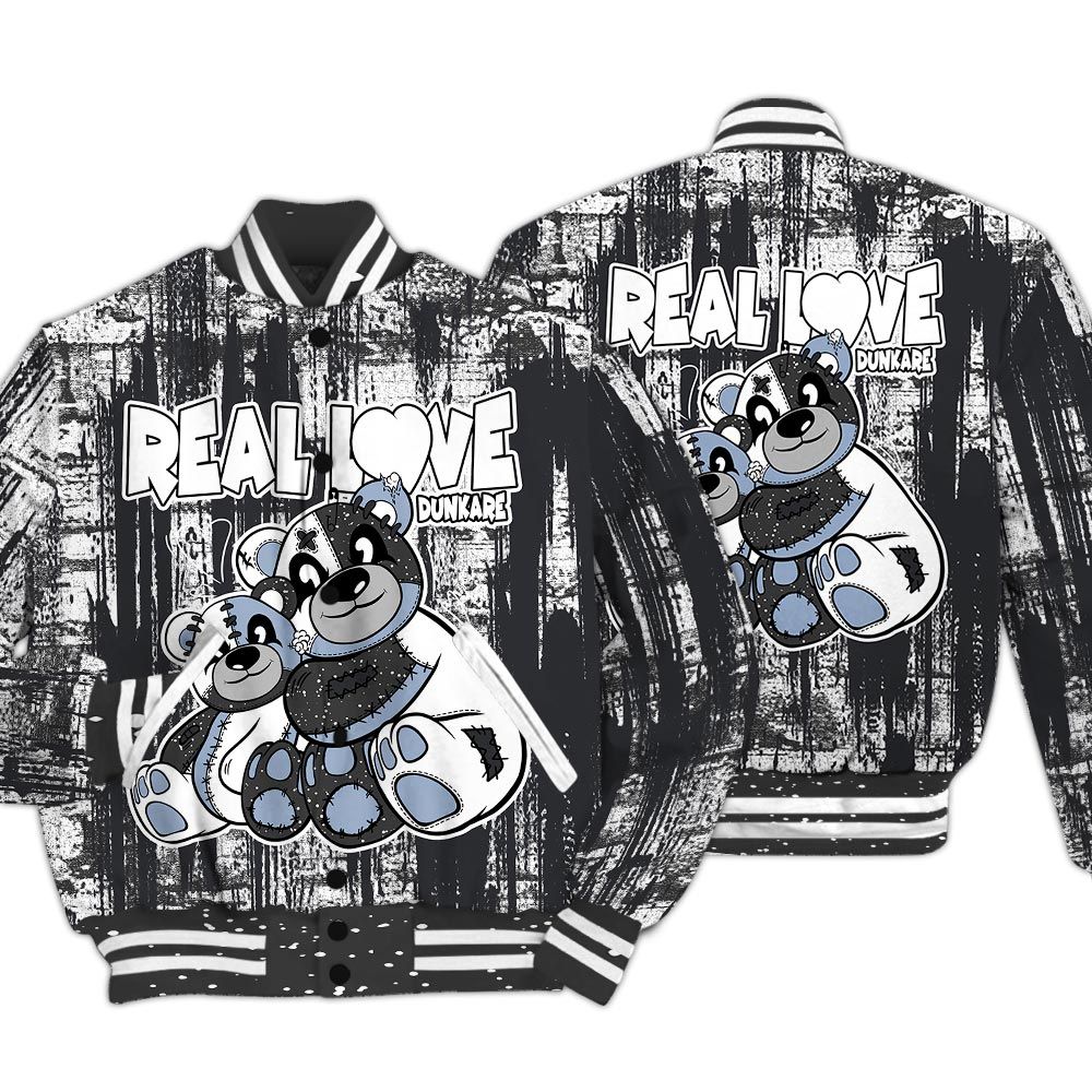 Varsity Jacket To Match Reverse Black White 6s - Sincere Fondness Bear Glitch Art Varsity Jacket Unisex
