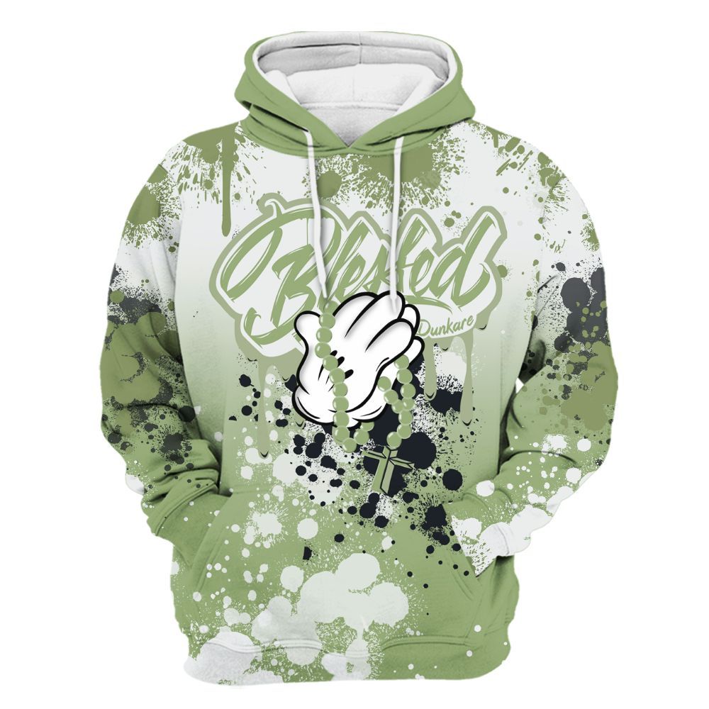 Hoodie To Match Oil Green 4s - God Blessed Ink Drip All Over Print