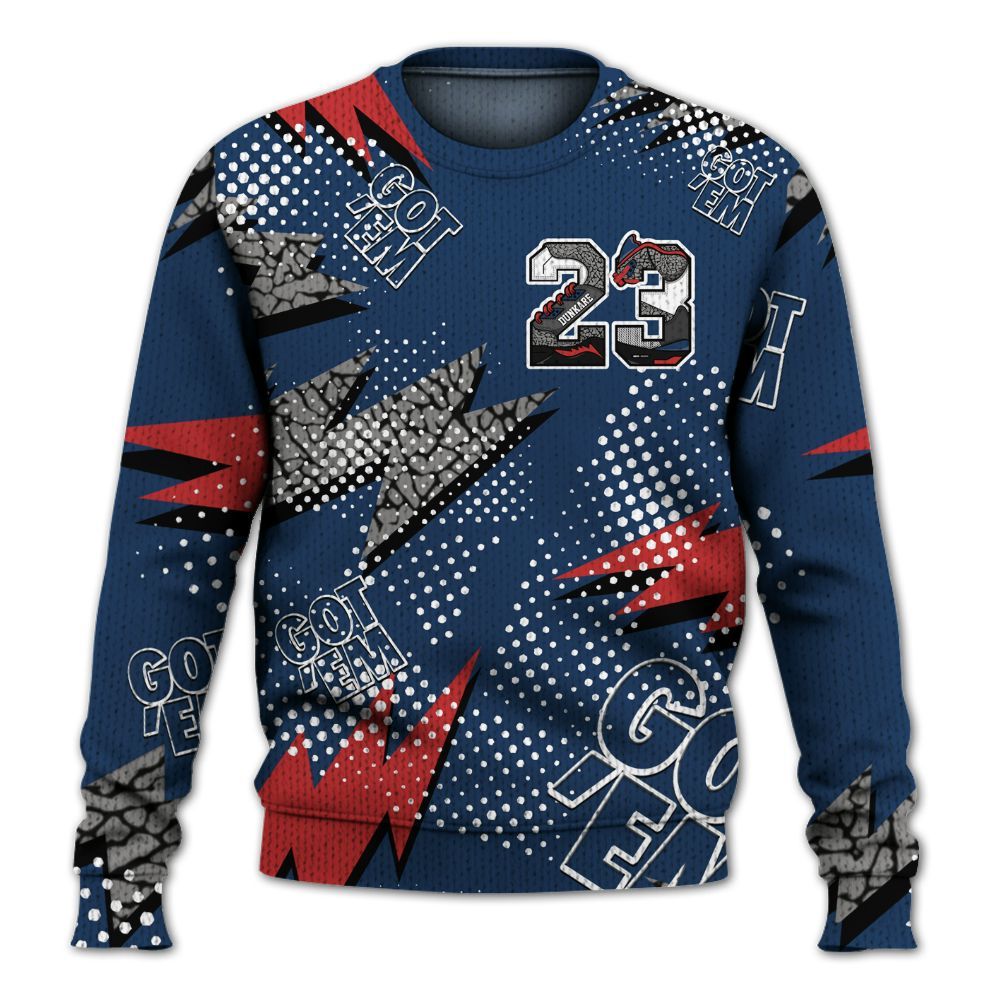 Knitted Sweater To Match SP Sport Royal 3s - Custom Name Number 23 5s