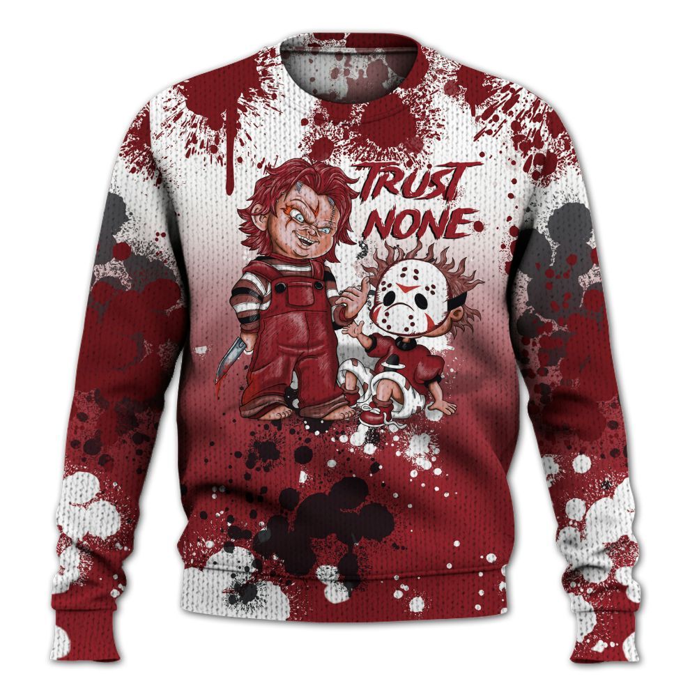 Knitted Sweater To Match High Black Toe Reimagined 1s - Trust No One Scary