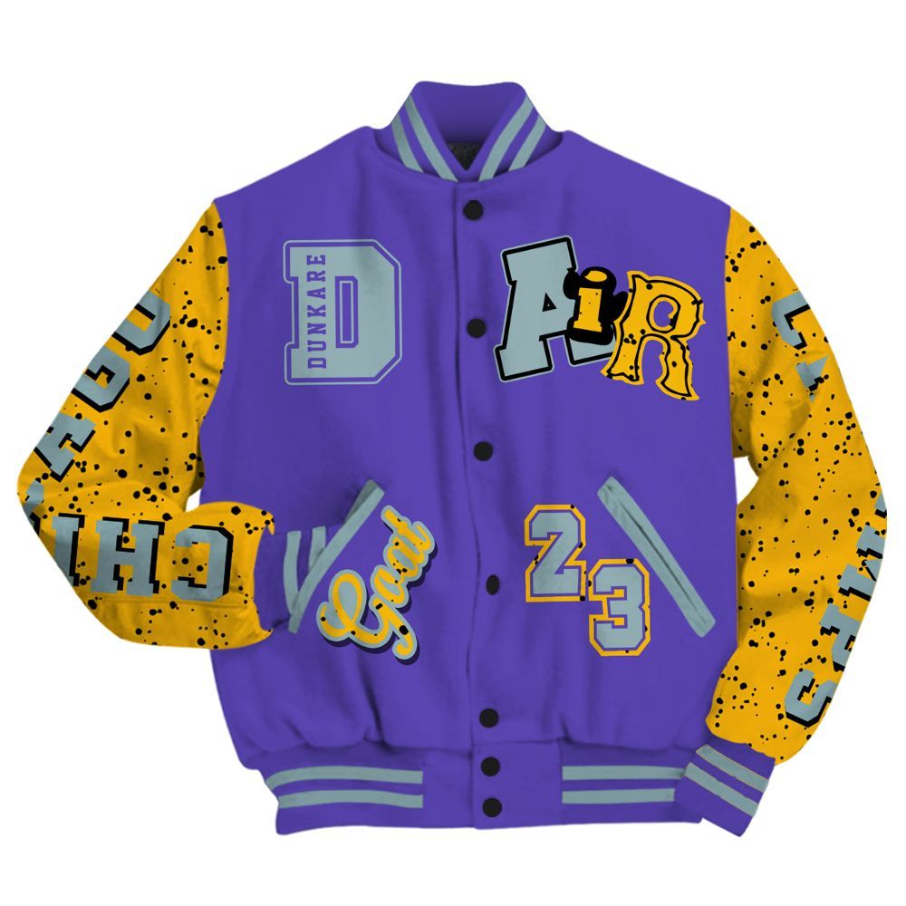Varsity Jacket To Match Imperial Purple 4s - AIR Number 23 GOAT All Over Print