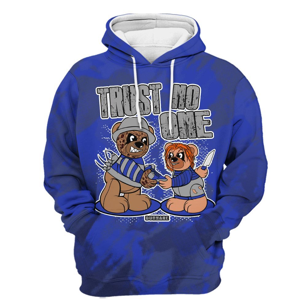 Hoodie To Match Air Max Plus Black Racer Blue - Trust No One Bear Abstract Halftone All Over Print