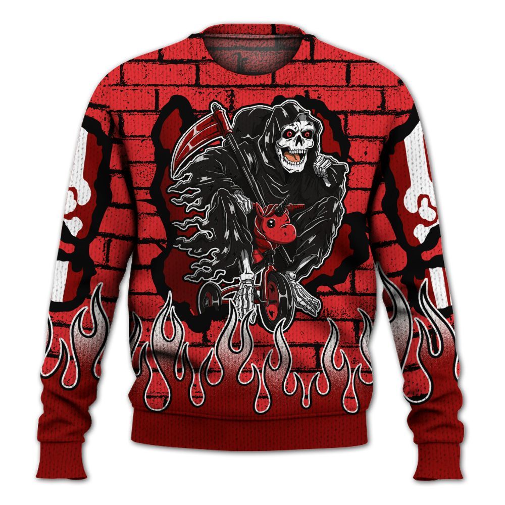 Knitted Sweater To Match Chile Red 9s - Self Make Skeleton Crashed