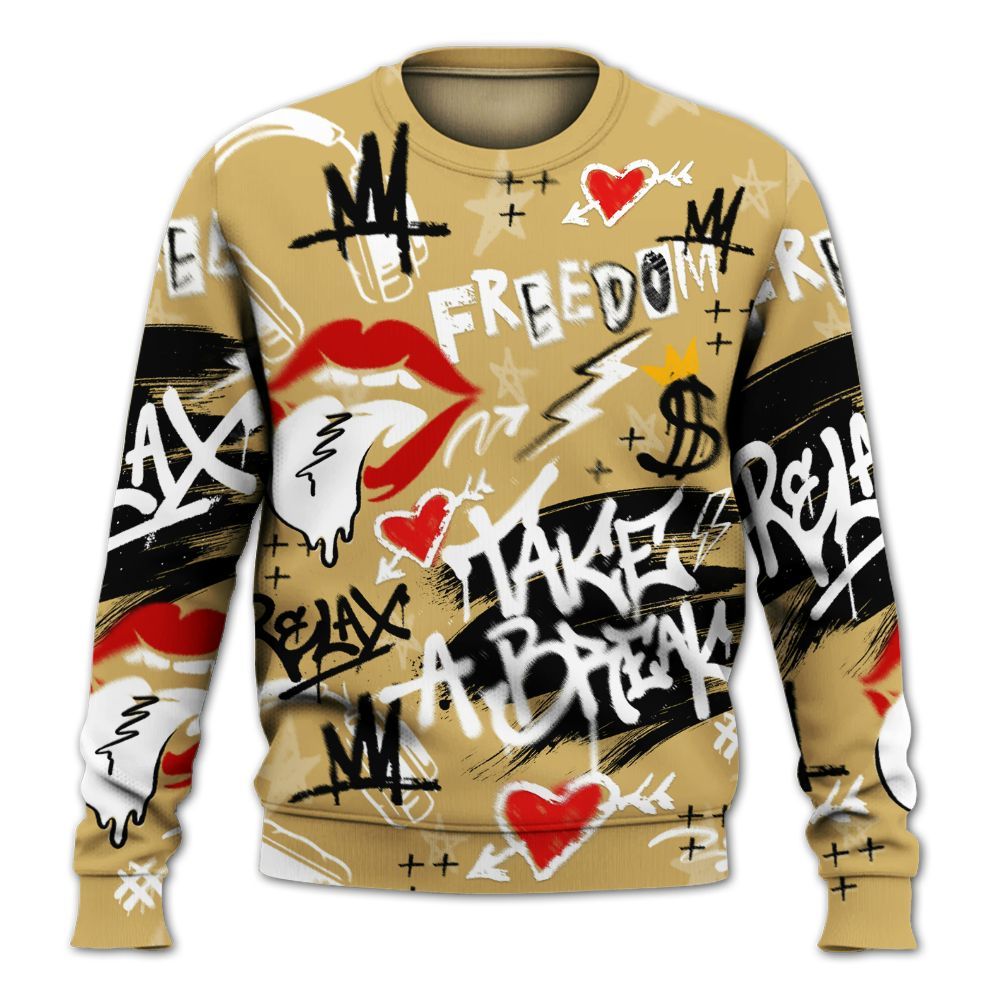 Sweatshirt To Match Craft Paris 6s - Take Break Freedom Graffiti Streetwear All Over Print