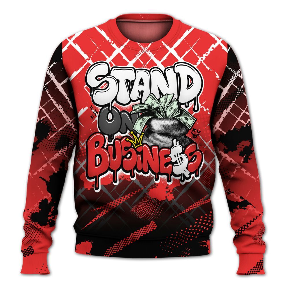 Sweatshirt To Match Red Thunder 4s - Halftone Stand Business Dripping All Over Print