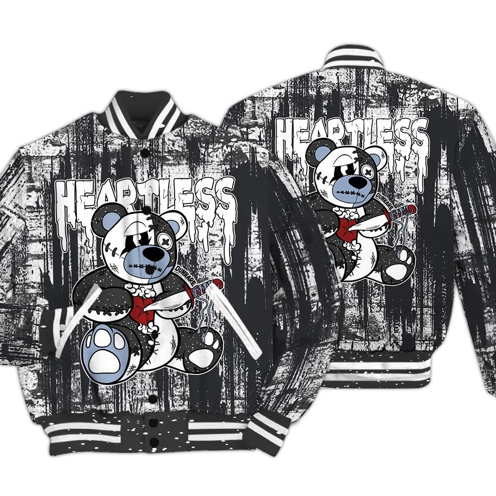 Varsity Jacket To Match Reverse Black White 6s - Heartless Bear Glitch Art Varsity Jacket Unisex