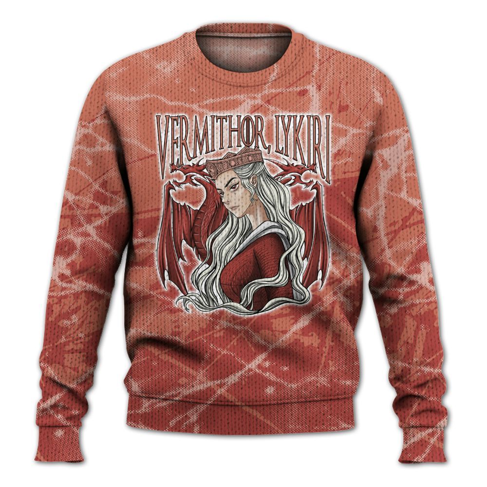 Knitted Sweater To Match Dune Red 13s - Dragon's Mom! Profound