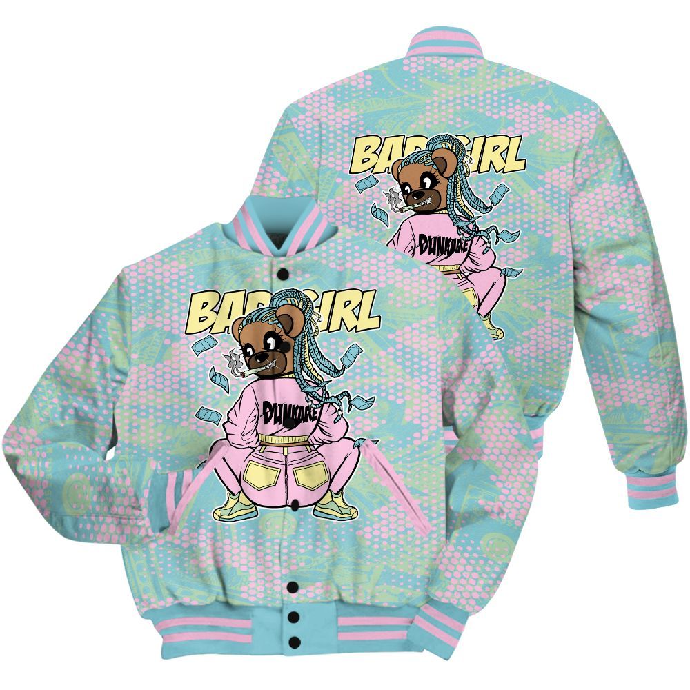 Varsity Jacket To Match SB Dunk Low Visty Shirt - Rebellious Girl Bear Banknotes Art All Over Print