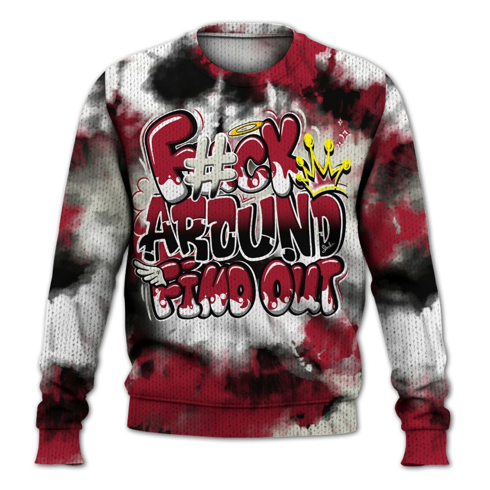 Knitted Sweater To Match High OG Black Toe Reimagined 1s - Tie Dye FK Around Find Out