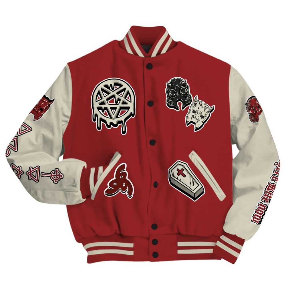 Varsity Jacket To Match High 85 Bred 1s - Apocalypse Skeleton All Over Print