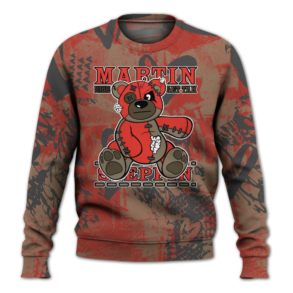 Sweatshirt To Match Olive 9s - Tah Steppin Bear Heart Grunge All Over Print