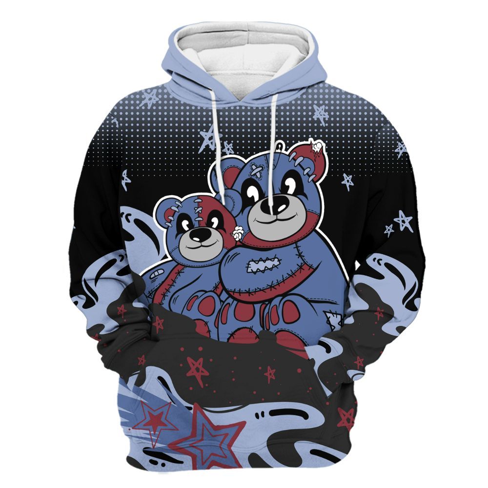 Hoodie To Match Black Metallic 5s - Sincere Fondness Bear Stars All Over Print