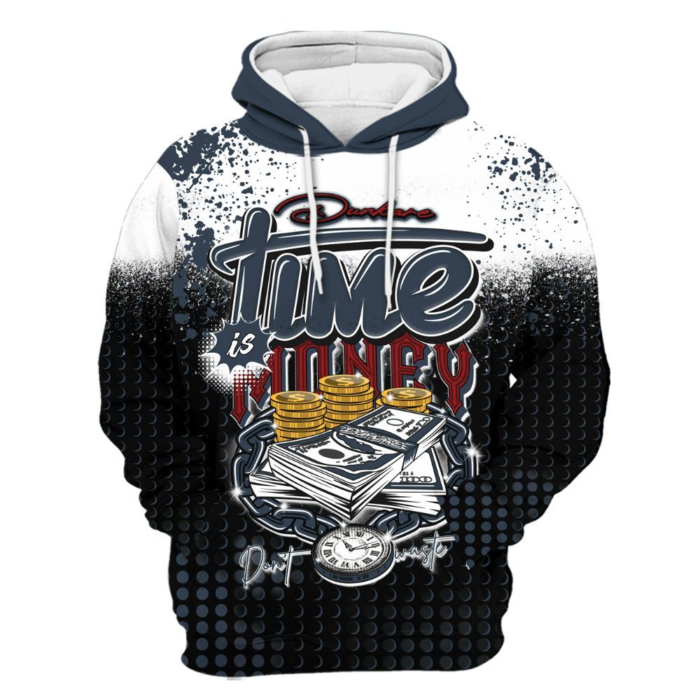 Hoodie To Match Navy Blue 2024 6s - Halftone Time Is Money All Over Print