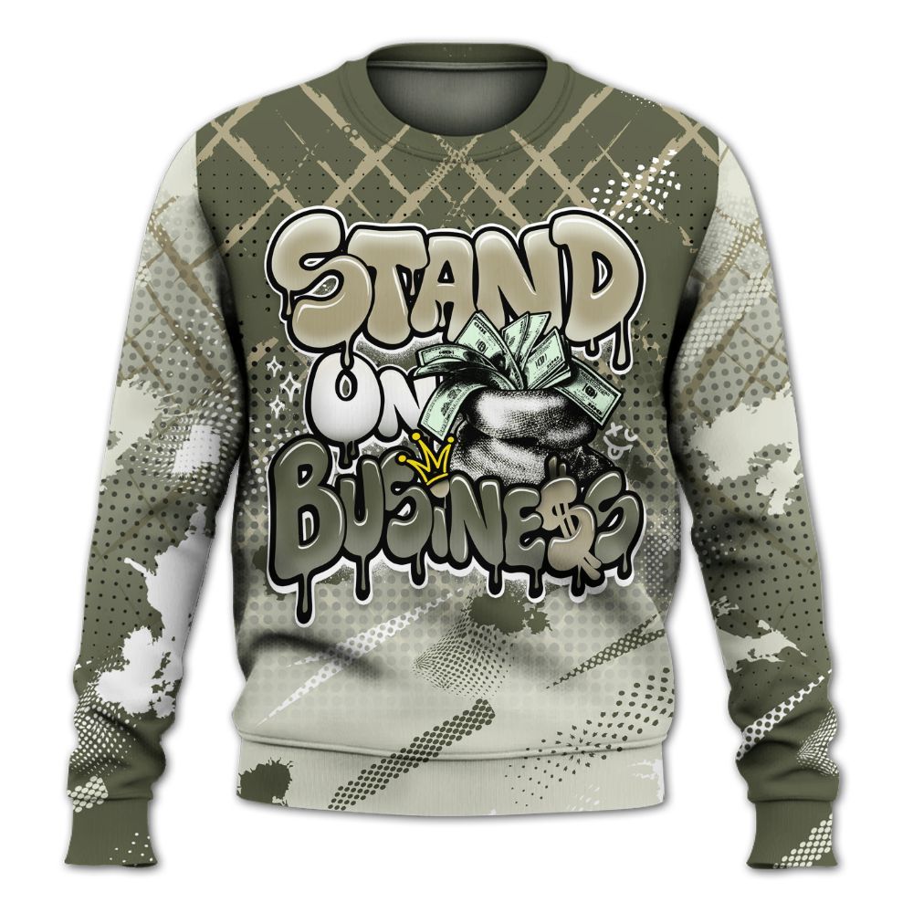 Sweatshirt To Match Low OG Medium Olive 1s - Halftone Stand Business Dripping All Over Print