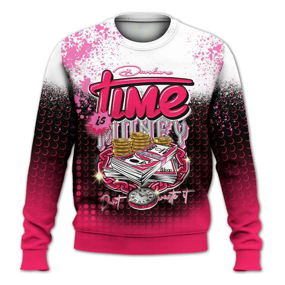 Sweatshirt To Match Air VaporMax Plus Triple Pink - Halftone Time Is Money All Over Print