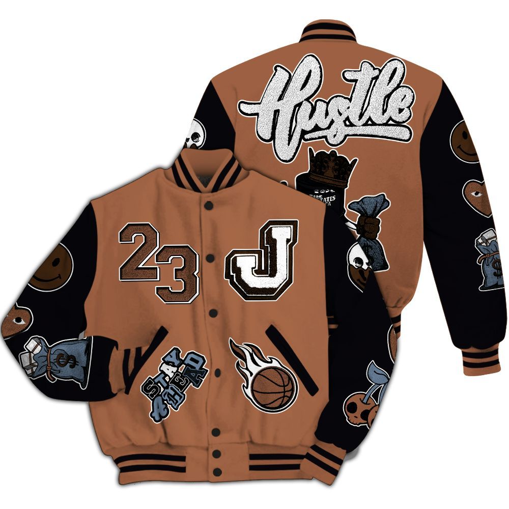 Varsity Jacket To Match Air Foamposite Metallic Copper - Hustles Money Number 23 All Over Print