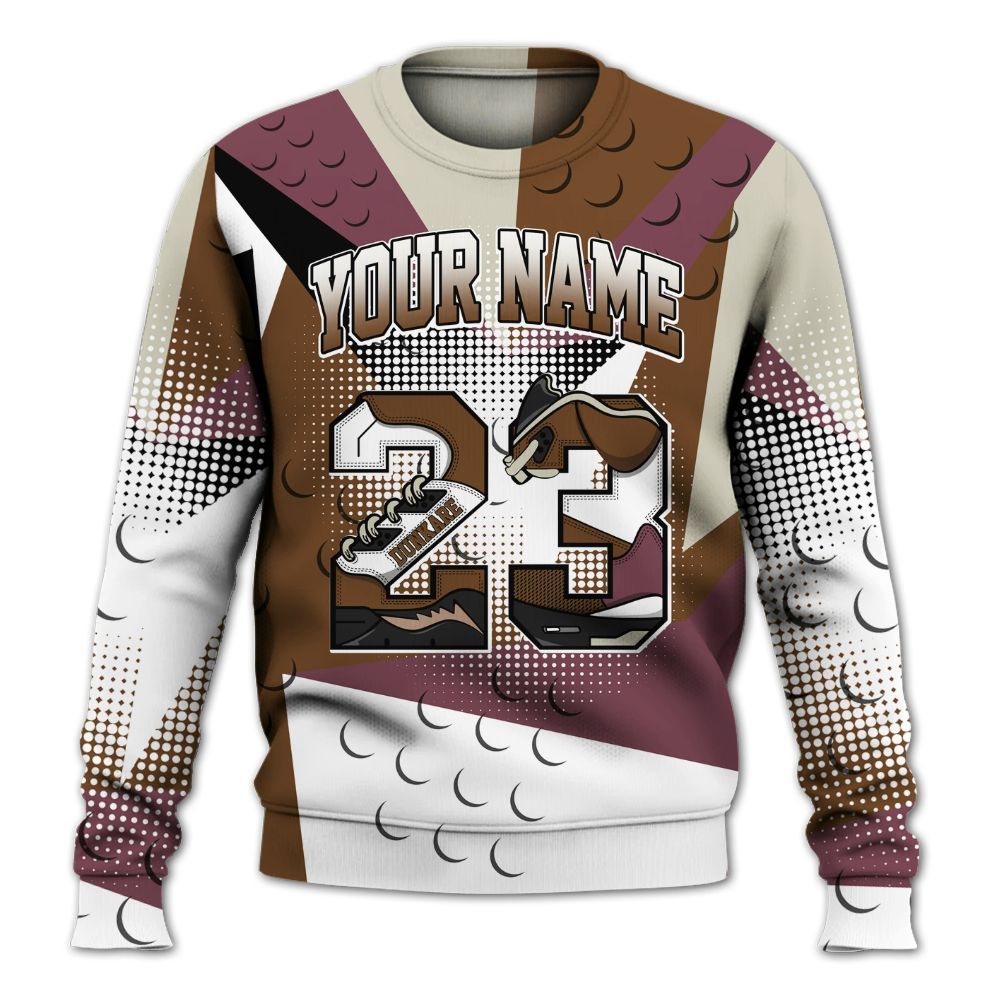 Sweatshirt To Match Archaeo Brown 3s - Poly Custom Name Number 23 5s All Over Print