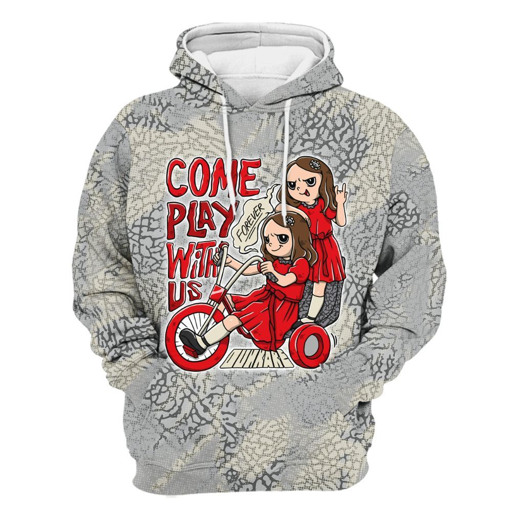 Hoodie To Match Cement Grey 3s - Come Hangout Halloween Abstract Halftone All Over Print