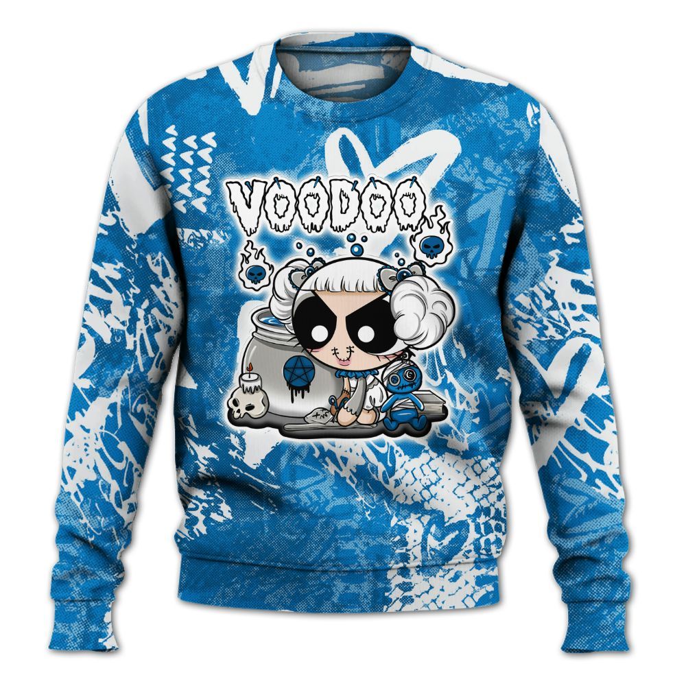 Sweatshirt To Match Military Blue 4s - Voodooz Heart Grunge All Over Print