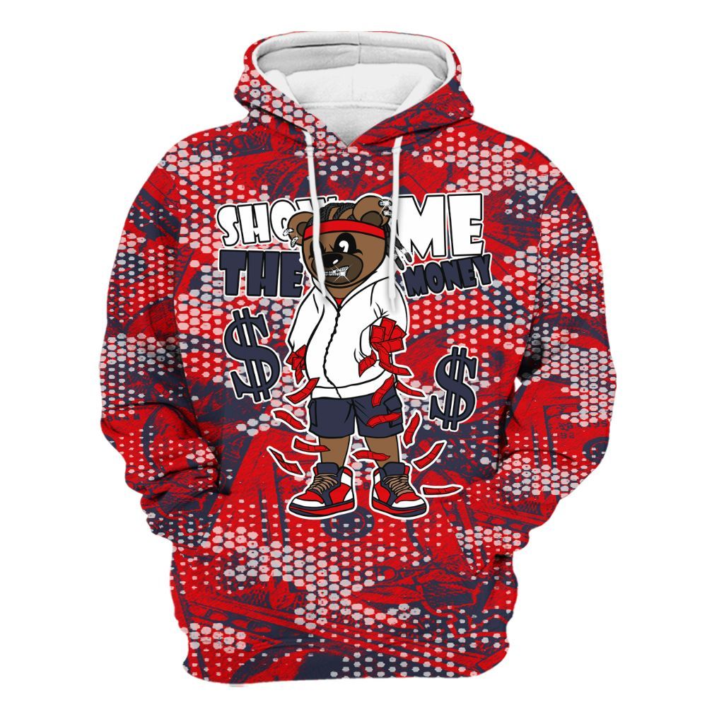 Hoodie To Match Low OG Howard Bison 1s - Show Me Bear Banknotes Art All Over Print