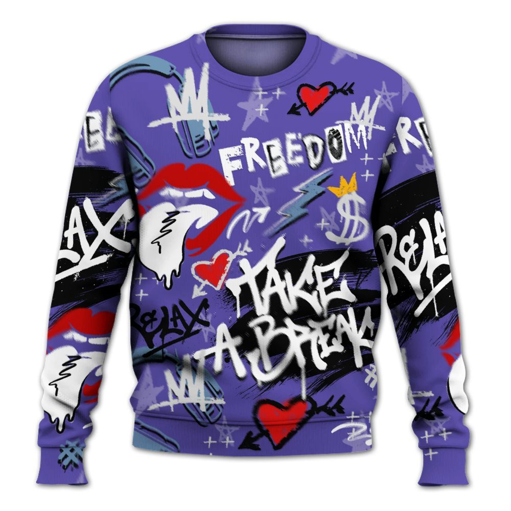 Sweatshirt To Match Retro Concord 5s - Take Break Freedom Graffiti Streetwear All Over Print