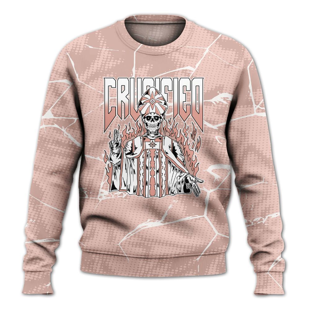 Sweatshirt To Match Low Legend Pink 11s - Crucified Skeleton Crack All Over Print
