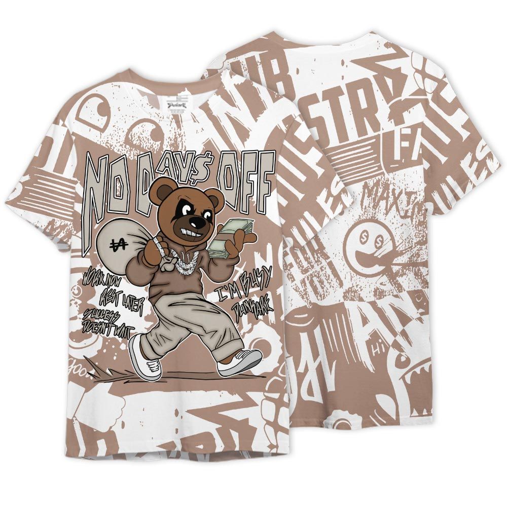 Shirt To Match OG Latte 1s - No Day Off Bear Monogram Graffiti Shirt Unisex