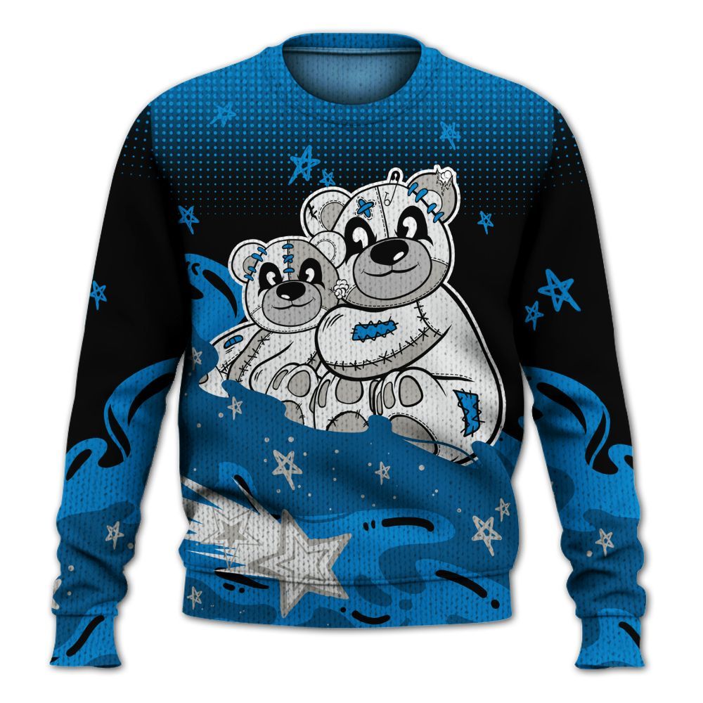 Knitted Sweater To Match Military Blue 4s - Sincere Fondness Bear Stars