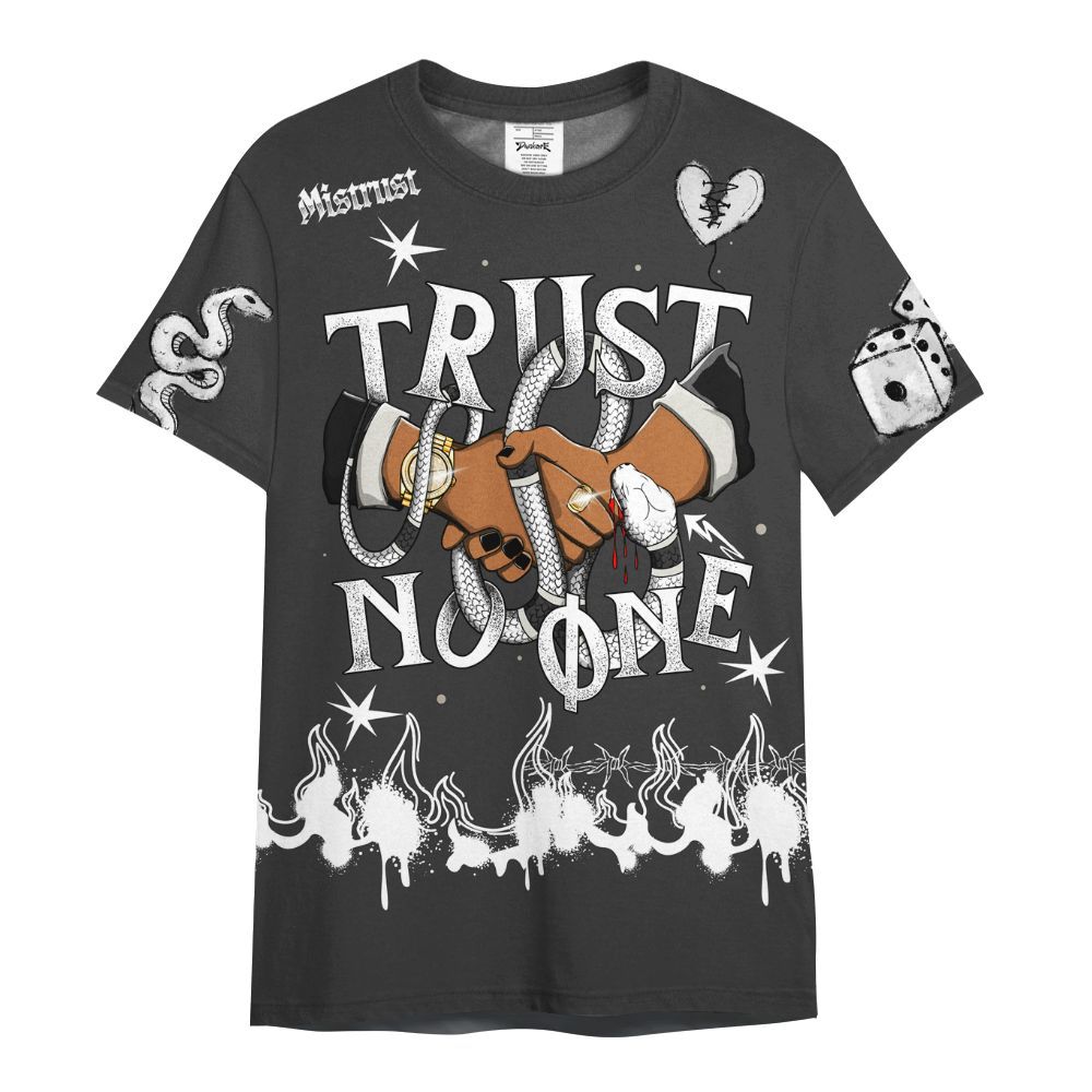 Shirt To Match RM Light Bone 4s - Trust No One Snake-Bite Doodle Crayon All Over Print