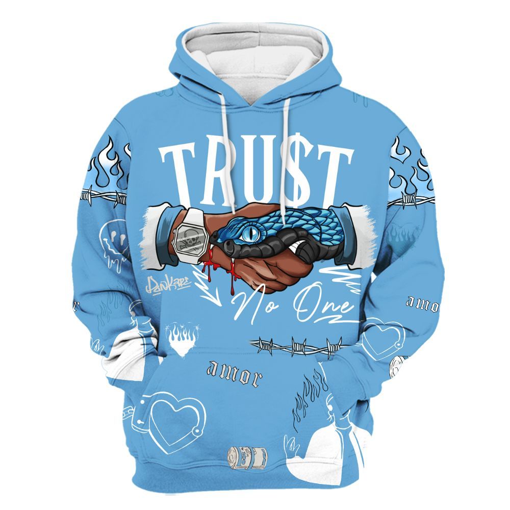 Hoodie To Match SB Dunk Low University Blue - Snake Trust No One All Over Print