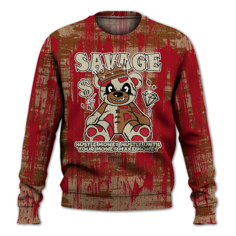Knitted Sweater To Match Archaeo Brown 5s - Savages Bear Glitch Art