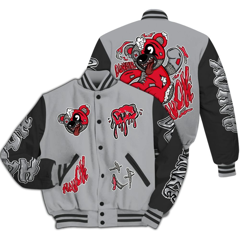 Varsity Jacket To Match Black Cement 3s - Havok Bear All Over Print