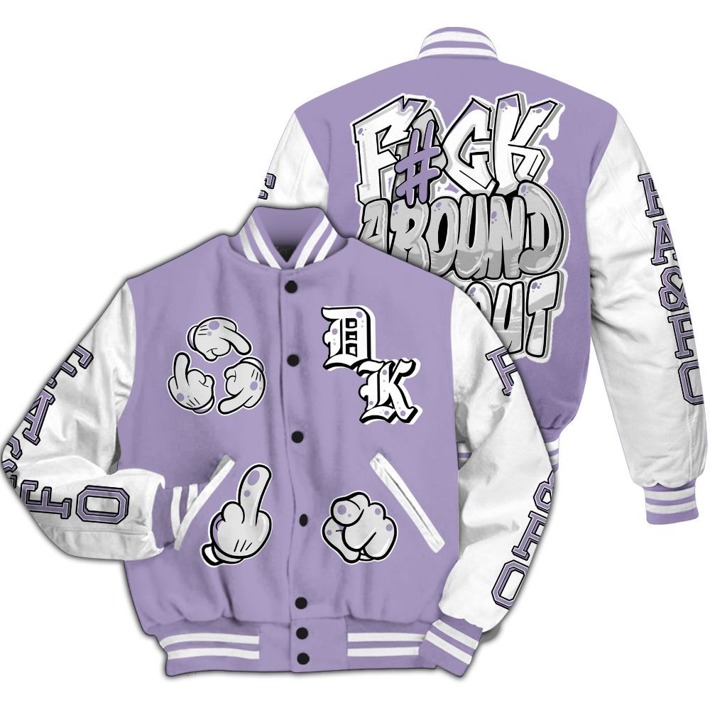 Varsity Jacket To Match Low Pure Violet 11s - F Around Find Out Graphic All Over Print