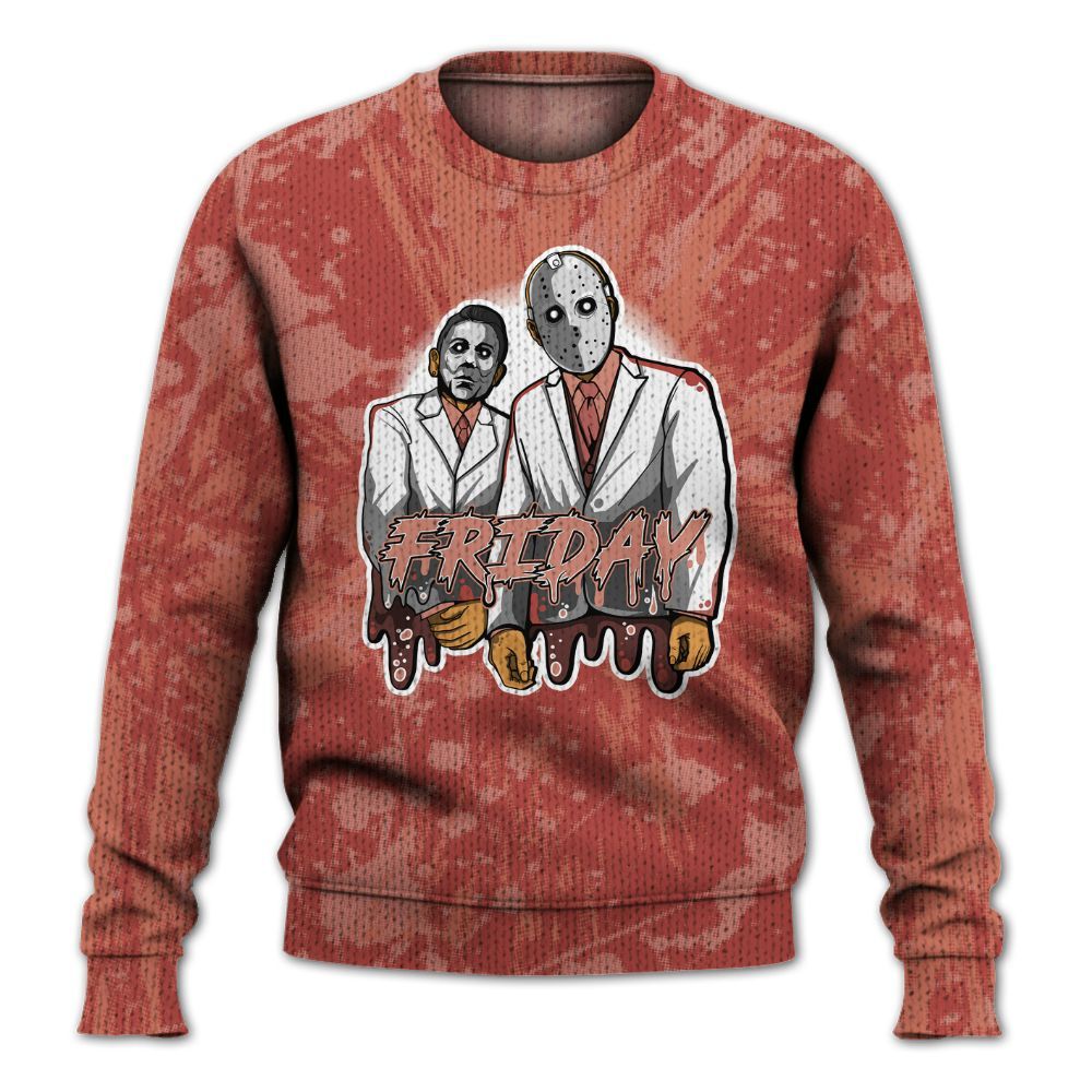 Knitted Sweater To Match Dune Red 13s - Friday Halloween Graphic Luxury