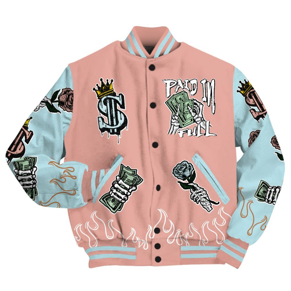 Varsity Jacket To Match Dunk Low Glacier Arctic - Fire Everybody Paid In All Over Print