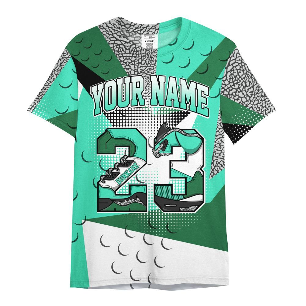 Shirt To Match Black Green Glow 3s - Poly Custom Name Number 23 5s All Over Print