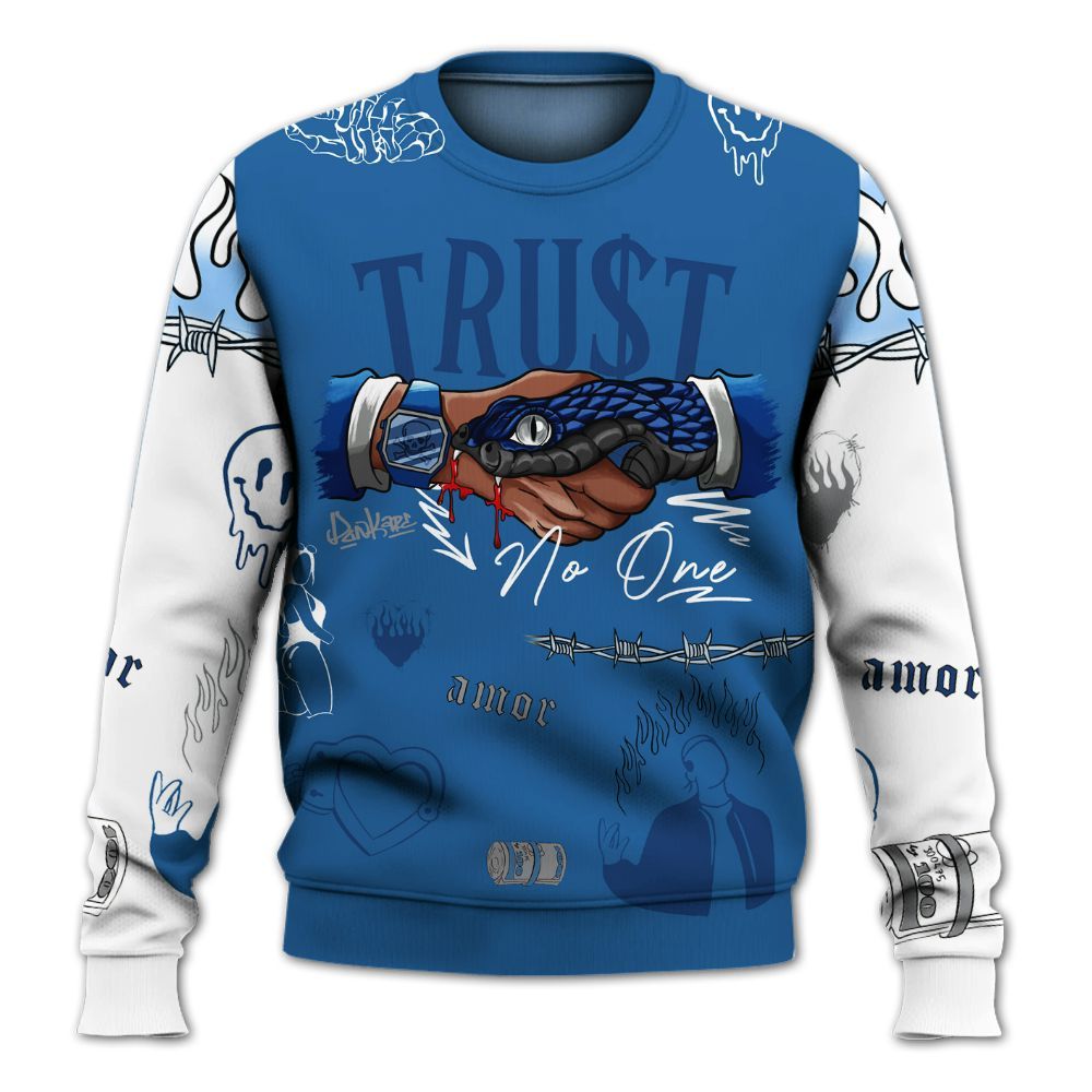 Sweatshirt To Match French Blue 13s - Snake Trust No One All Over Print
