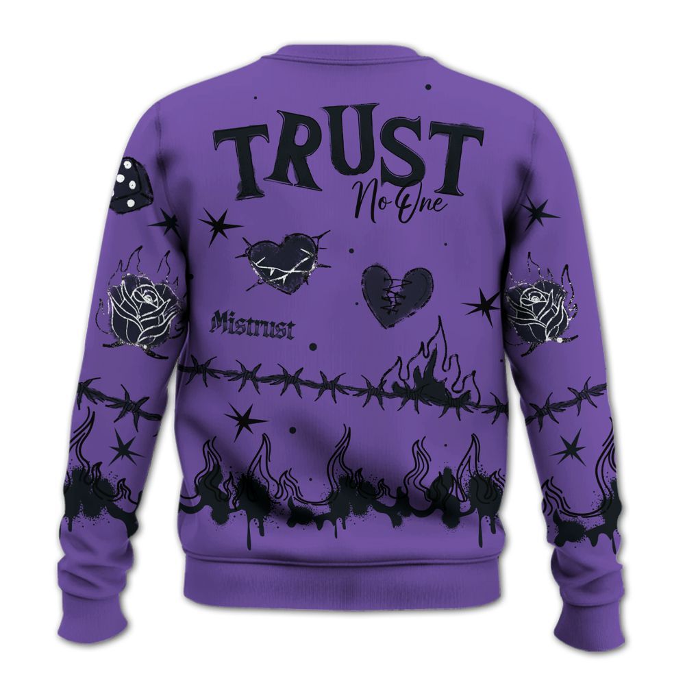 Sweatshirt To Match Canyon Purple 4s - Trust No One Snake-Bite Doodle Crayon All Over Print