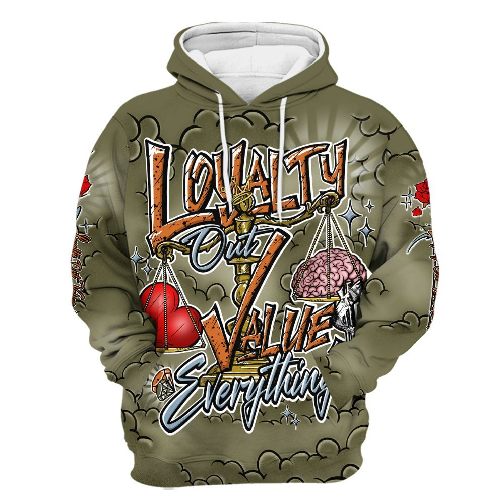Hoodie To Match Olive 5s - Loyalty Wins Everything All Over Print