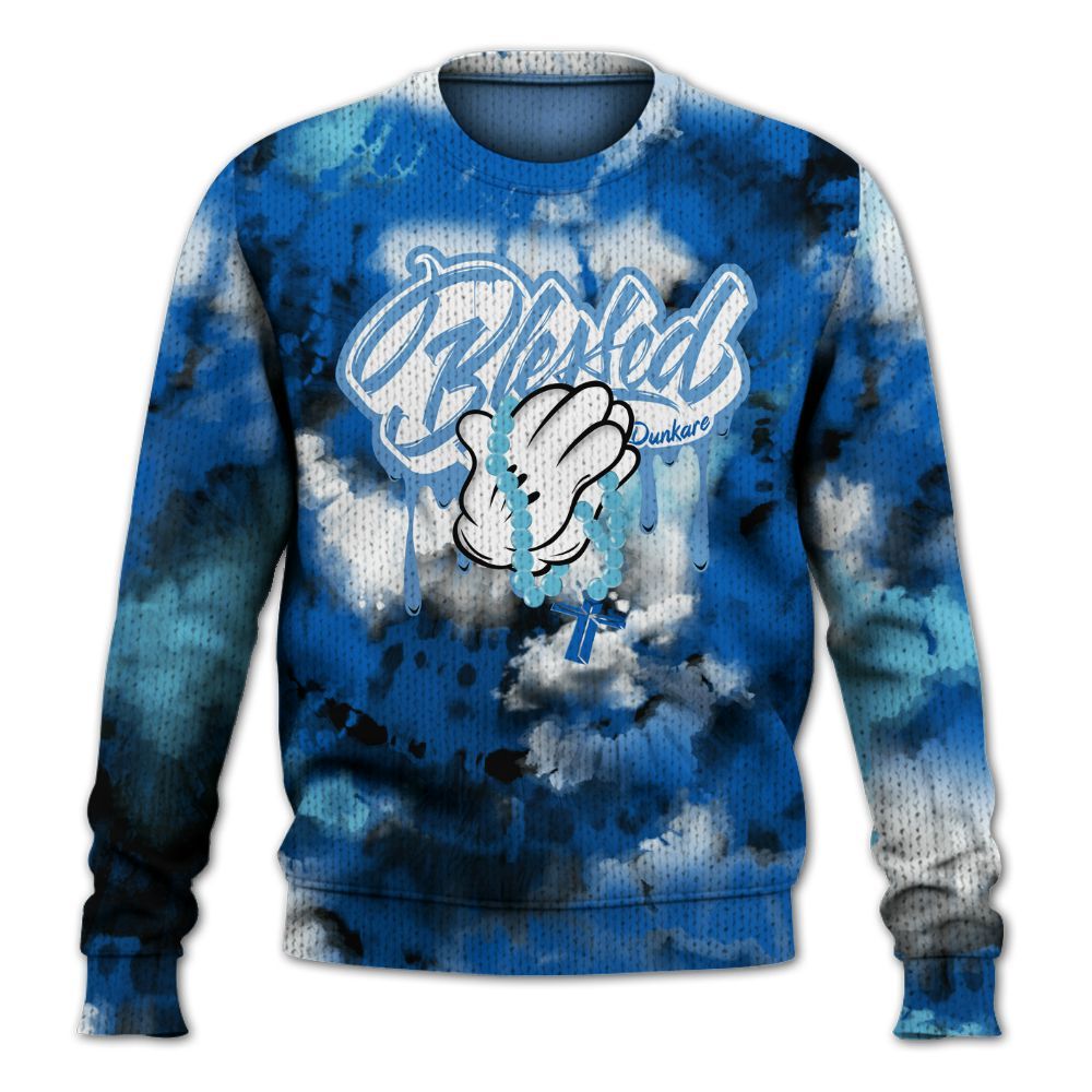 Knitted Sweater To Match Dunk Low Argon - God Blessed Tie Dye