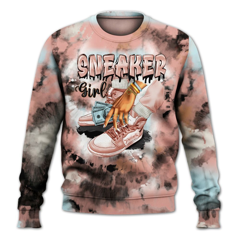 Sweatshirt To Match Dunk Low Glacier Arctic - SNEAKER Girl Money Drip Tie Dye All Over Print