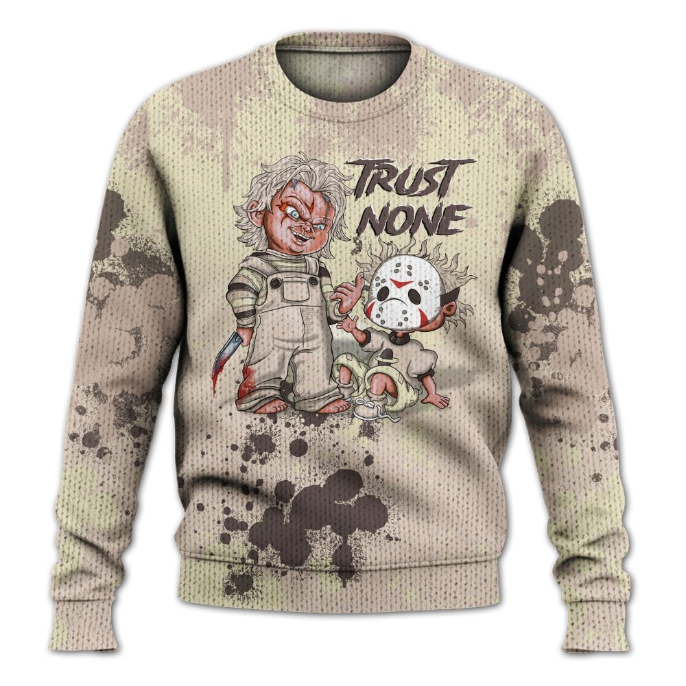 Knitted Sweater To Match A Ma Maniere X Fossil Stone 4s - Trust No One Scary