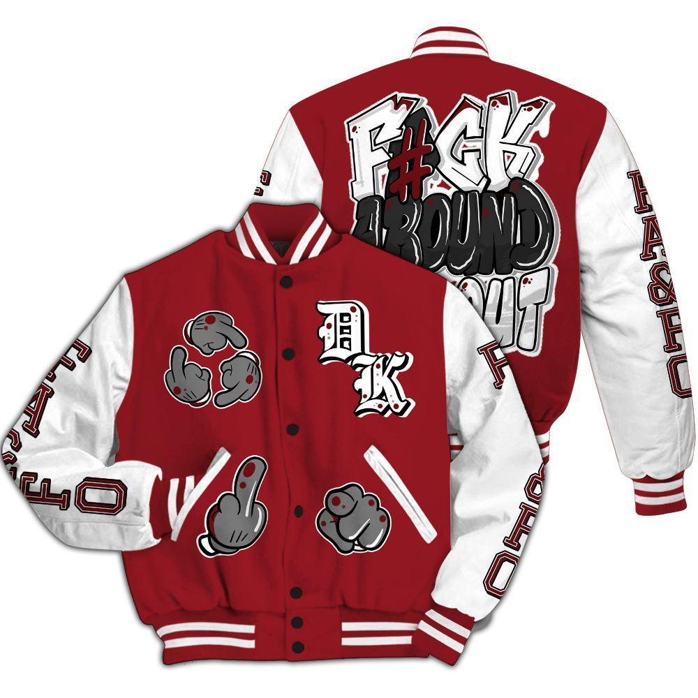 Varsity Jacket To Match High Black Toe Reimagined 1s - F Around Find Out Graphic All Over Print
