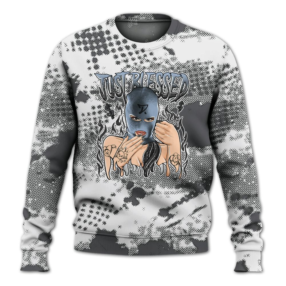 Sweatshirt To Match Reverse Black White 6s - Blessed!! Smoke Dot All Over Print