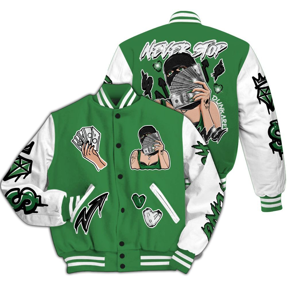 Varsity Jacket To Match Lucky Green 1s - Hustling Unique All Over Print