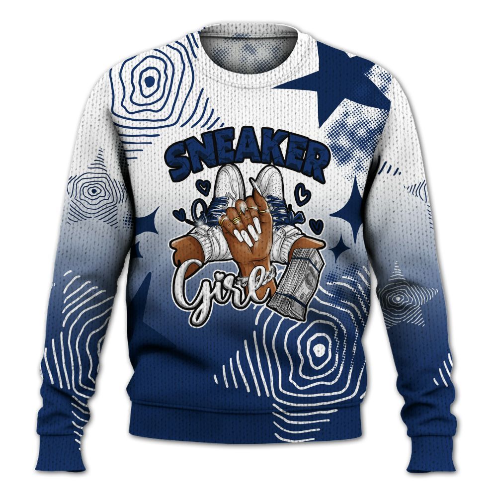 Knitted Sweater To Match High OG Deep Royal Blue 1s - Sneakerz Girlz Unique Starz