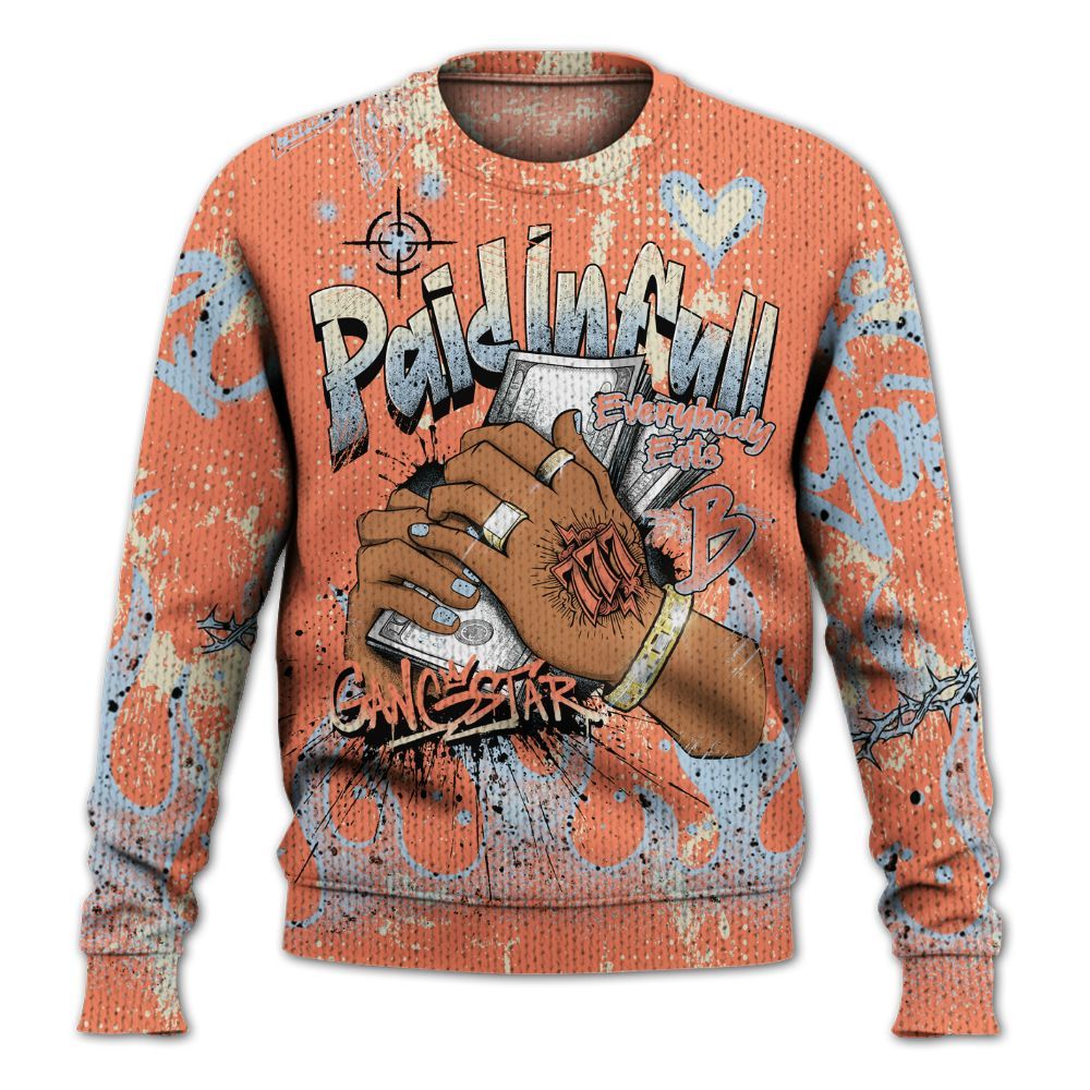 Sweater To Match DJ Khaled Crimson Bliss 5s - Lucky Money Paid In Full Graffiti Graphic