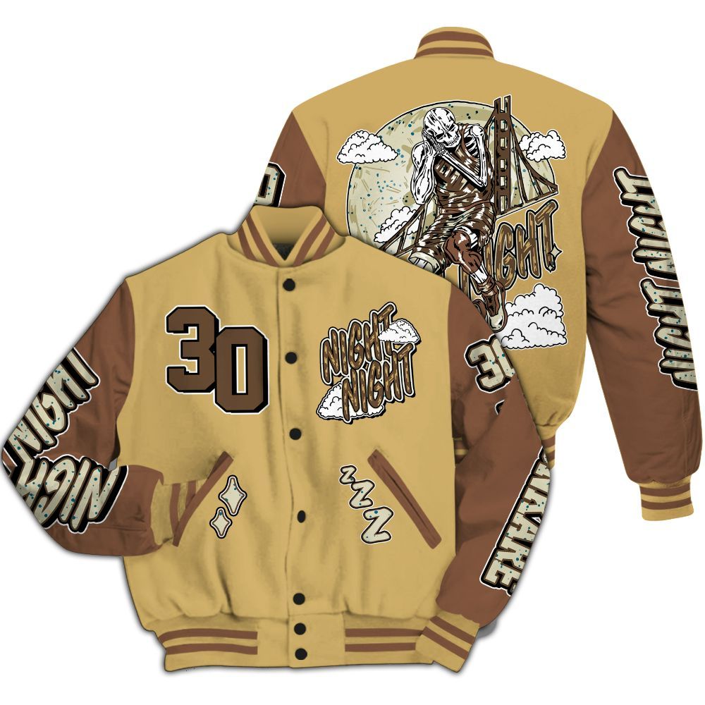 Varsity Jacket To Match Retro Cacao Wow 4s - Seeya Skeleton All Over Print