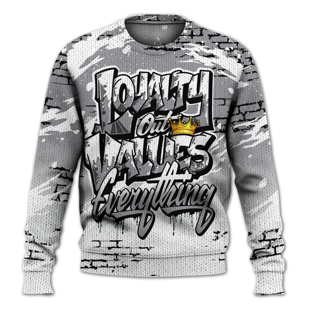 Knitted Sweater To Match Cement Grey 11s - Values Of Loyalty Drip