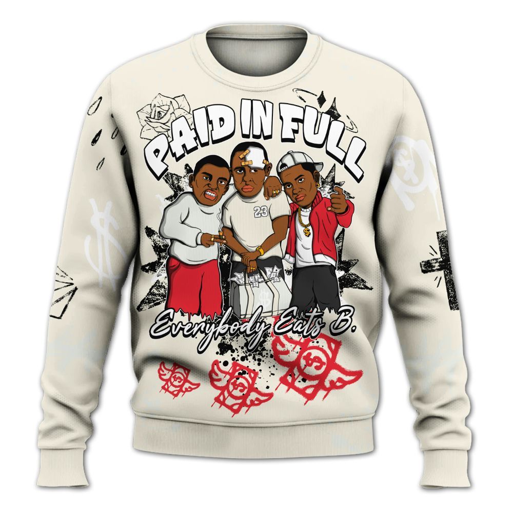 Sweatshirt To Match Low OG Sail 1s - Everybody Paid In Full Crayon All Over Print